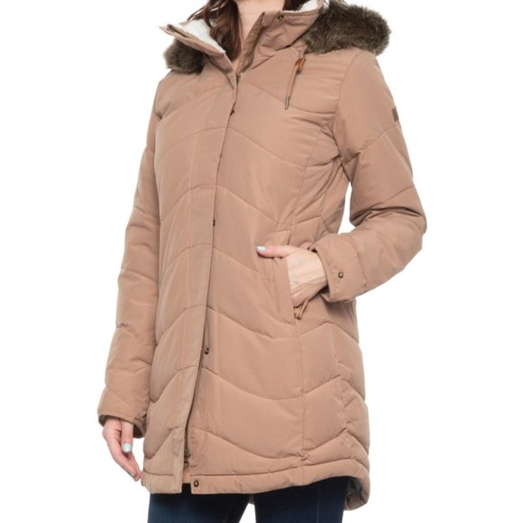 Roxy Jackets & Blazers - Roxy Ellie Snow Jacket Size Small WarmFlight Insulated Faux Fur Tan NWT $199.95